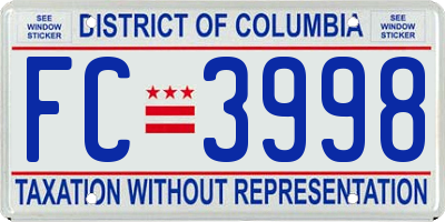 DC license plate FC3998