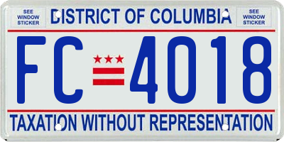 DC license plate FC4018