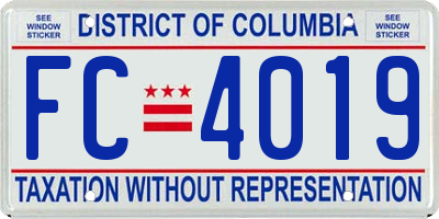 DC license plate FC4019