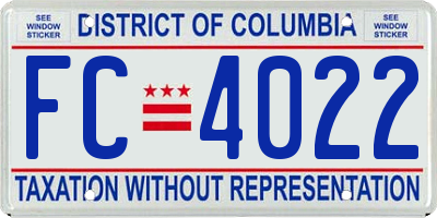 DC license plate FC4022