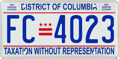 DC license plate FC4023