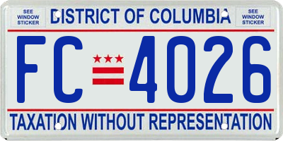 DC license plate FC4026