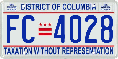 DC license plate FC4028