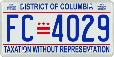 DC license plate FC4029