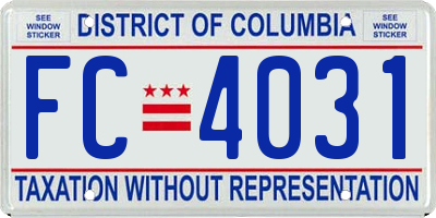 DC license plate FC4031