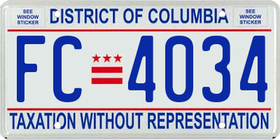 DC license plate FC4034