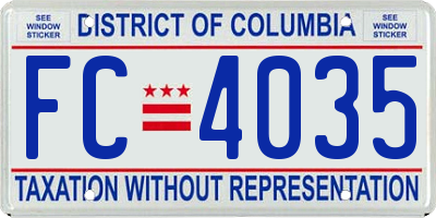 DC license plate FC4035