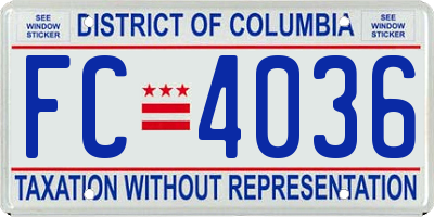 DC license plate FC4036