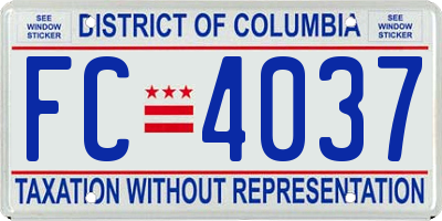 DC license plate FC4037