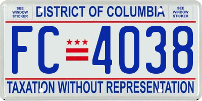 DC license plate FC4038