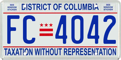 DC license plate FC4042