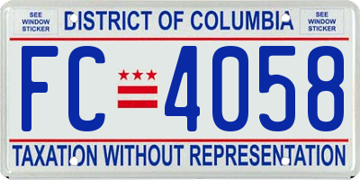 DC license plate FC4058