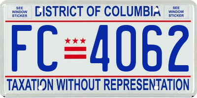 DC license plate FC4062