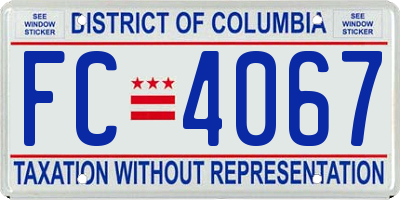 DC license plate FC4067