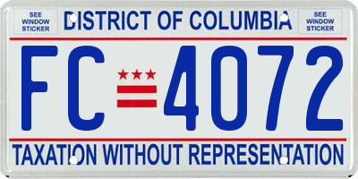 DC license plate FC4072