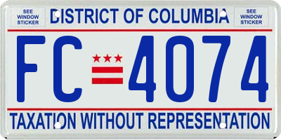 DC license plate FC4074