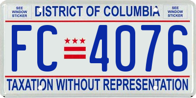 DC license plate FC4076