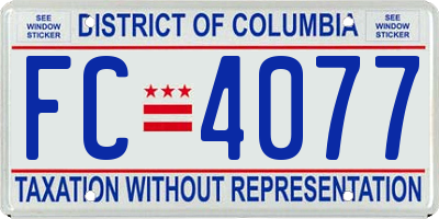 DC license plate FC4077