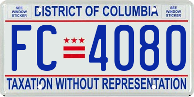 DC license plate FC4080