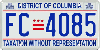 DC license plate FC4085