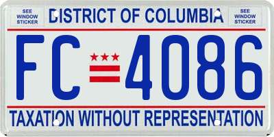 DC license plate FC4086