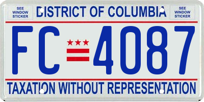 DC license plate FC4087