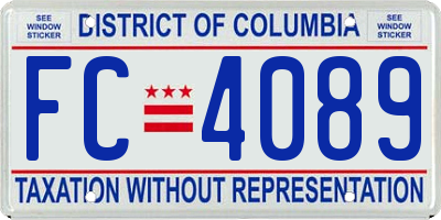 DC license plate FC4089