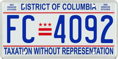 DC license plate FC4092