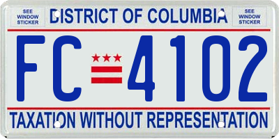 DC license plate FC4102