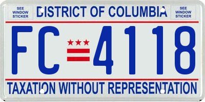 DC license plate FC4118