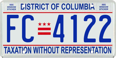 DC license plate FC4122