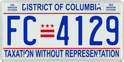 DC license plate FC4129