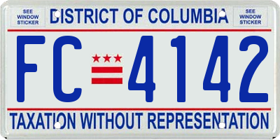 DC license plate FC4142