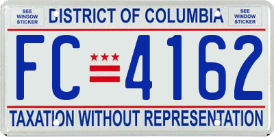 DC license plate FC4162