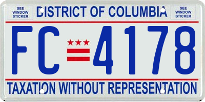 DC license plate FC4178