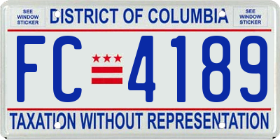 DC license plate FC4189