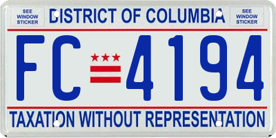 DC license plate FC4194