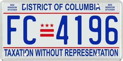 DC license plate FC4196