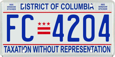 DC license plate FC4204