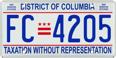 DC license plate FC4205