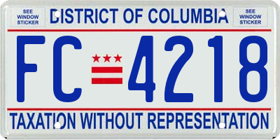 DC license plate FC4218