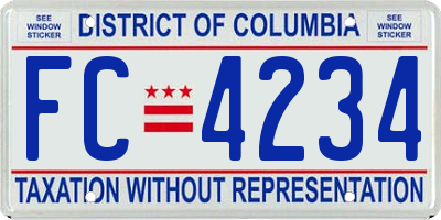 DC license plate FC4234