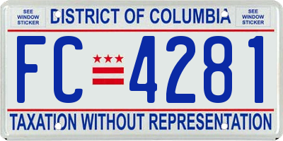 DC license plate FC4281