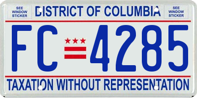 DC license plate FC4285