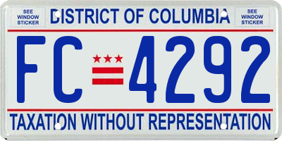 DC license plate FC4292