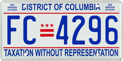 DC license plate FC4296