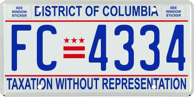 DC license plate FC4334