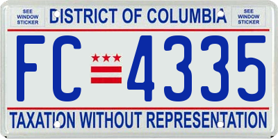 DC license plate FC4335