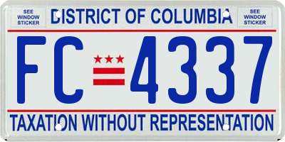 DC license plate FC4337