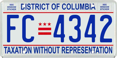 DC license plate FC4342